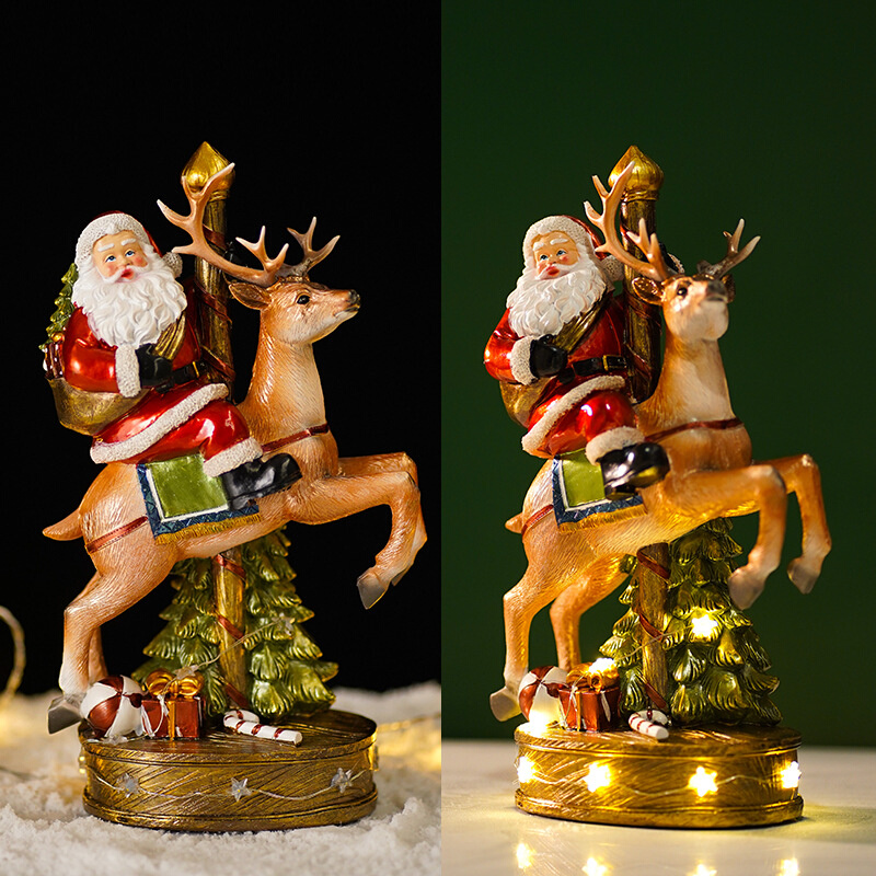圣诞节装饰创意发光摆件可爱姜饼圣诞老人驯鹿雪人音乐盒节日礼物