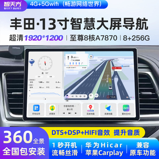 適用豐田榮放RAV4威蘭達漢蘭達凱美瑞卡羅拉雷凌13寸中控大屏導航
