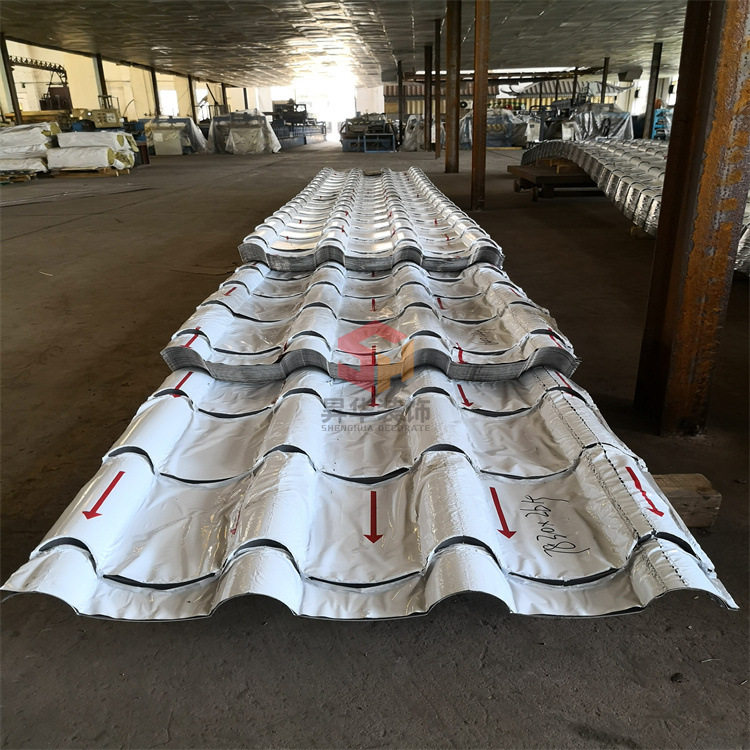 厂家直销吉林北京0.5厚红色彩钢仿古琉璃瓦 古建筑屋面彩钢仿古瓦