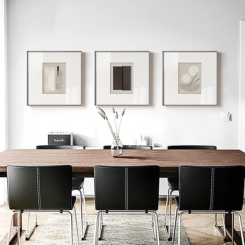 边缘 现代简约j装饰画抽象线条餐厅墙面挂画极简侘寂风卡纸相框画