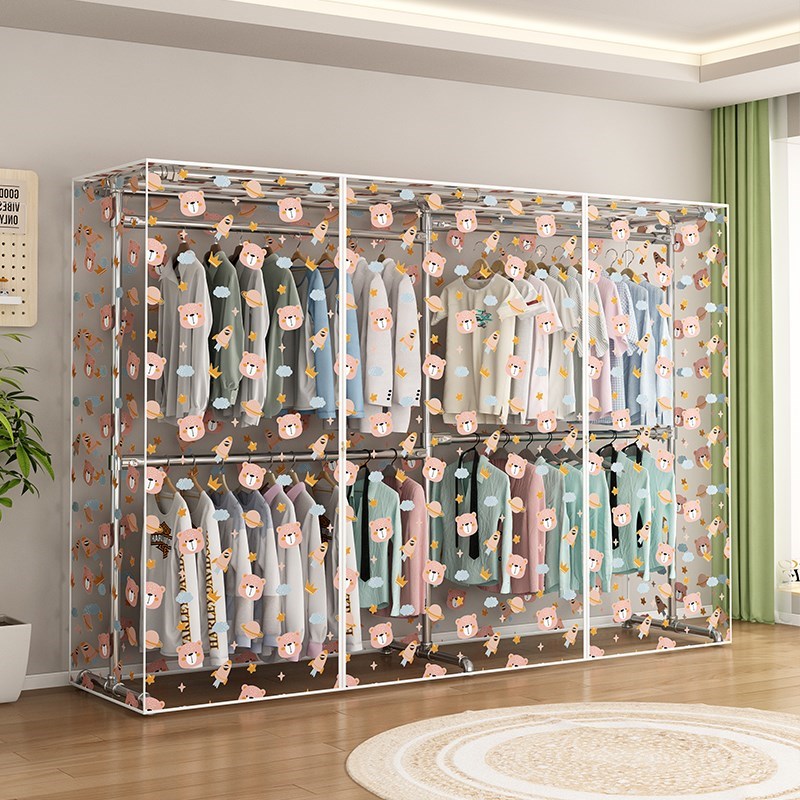 平顶衣架简易衣柜货架防尘罩展示架盖F布防水衣橱柜U全封闭遮灰尘