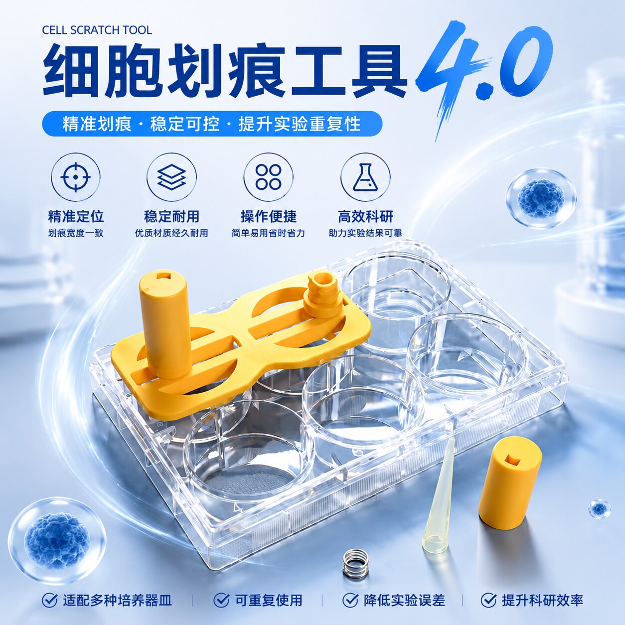WHB细胞划痕工具4.0插件神器划痕实验插件细胞划痕伤口愈合实验