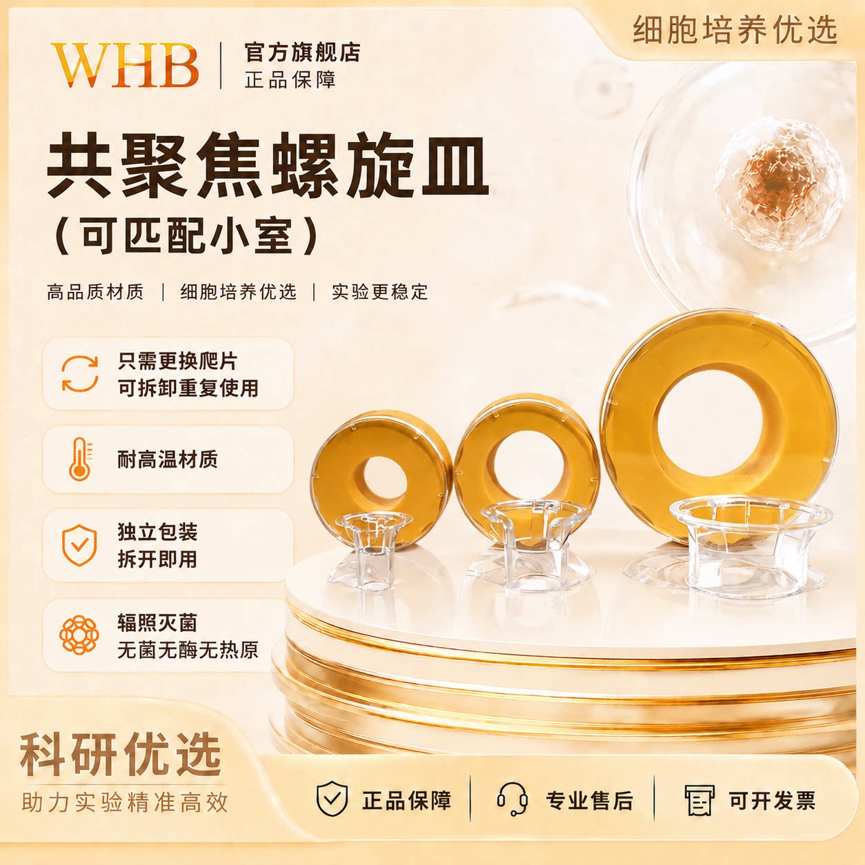 WHB可拆卸共聚焦螺旋培养皿适配细胞小室transwell适配6/12/24孔图片