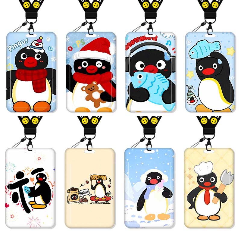 pingu企鹅卡套高颜值ins风饭卡校园卡保护套公交卡学生水卡证件小卡片套工作证工牌证件套校牌挂绳可爱风周边