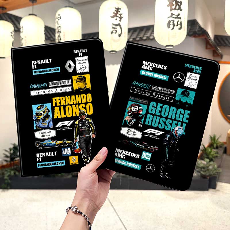 F1赛车华为平板matepad11保护套5s壳air12周边v8pro阿隆索8荣耀9男m6外壳5小米7三折6pro适用7s红米kpad2024