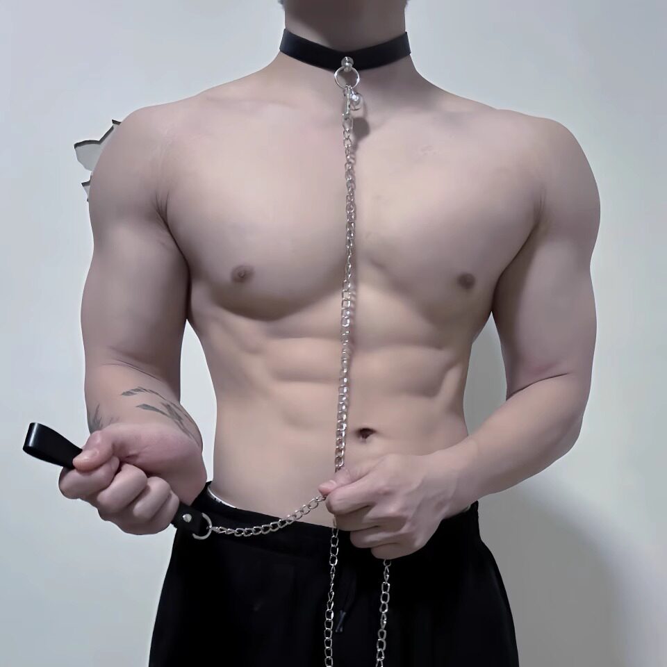 牵引链项项圈男体育生狗狗铃铛