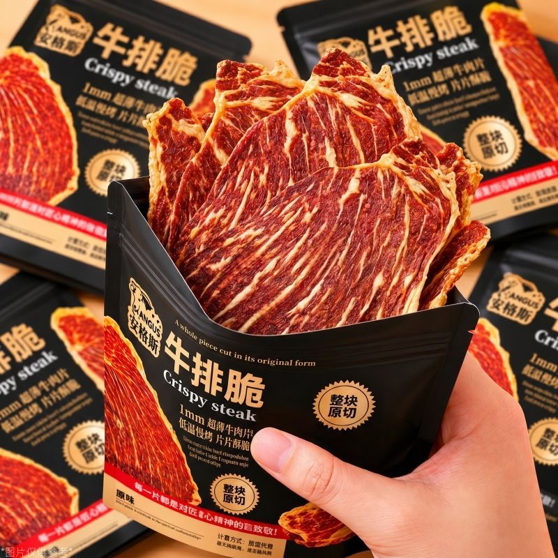 巨巨巨好吃】澳洲安格斯牛排脆超薄脆脆大片高蛋白原切真牛肉零食