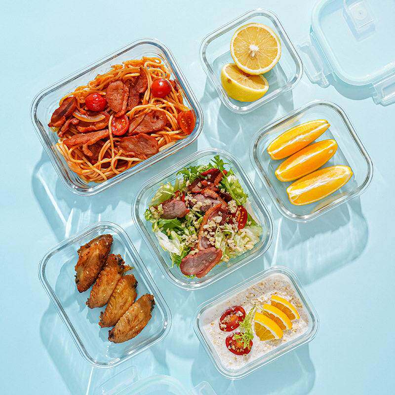 玻璃饭盒 微波炉可加热 上班族便携透明带盖 多格饭盒保鲜盒