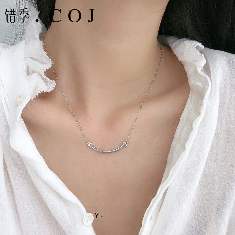 S925纯银笑脸项链女简约小众设计