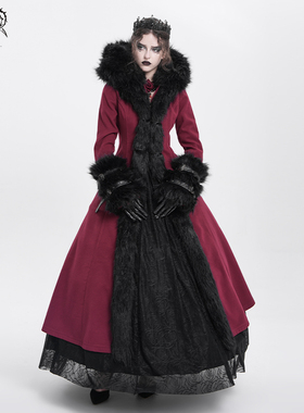 DEIVLFASHION恶魔时尚双面呢毛料巫师帽长款外套【ct12601/02】