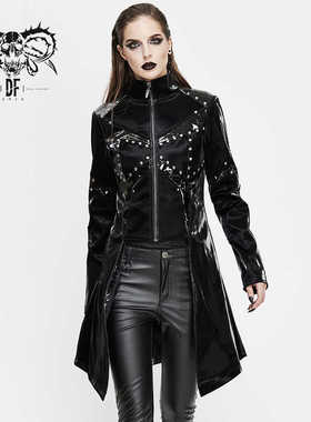 Devil fashion 翻领捂眼扣拼接设计感百搭气质上衣显瘦【CT163】