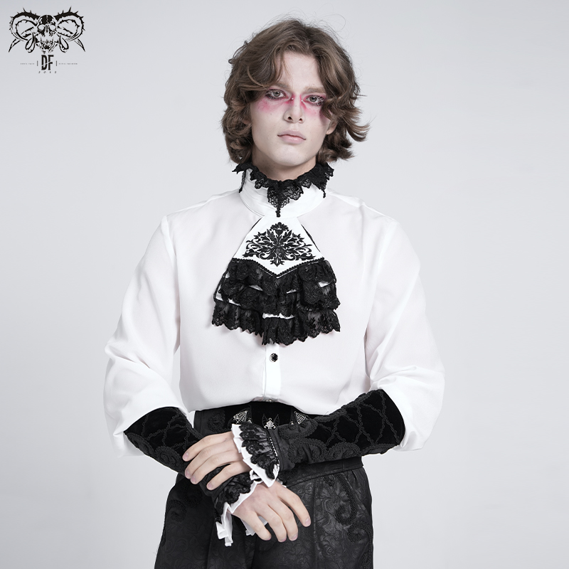 男装配领结花恶魔长袖衬衫哥特风