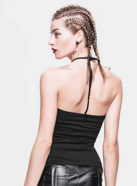 Devil fashion 闪闪挂脖吊带背心女带胸垫辣妹短款上衣【TT020】