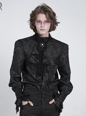 Devil fashion暗黑哥特男式腰果花提花衬衫长袖SHT01001/SHT01002