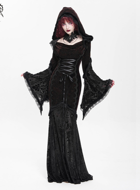 Devil fashion恶魔时尚连帽喇叭袖哥特长袖鱼尾连衣裙SKT24001/02