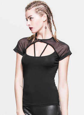 Devil fashion 朋克蕾丝PUNK哥特GOTHIC大露背短袖T恤【TT028】