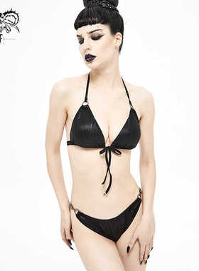 Devil fashion 哥特比基尼泳装流苏流苏黑色上衣迷情三角杯SST006