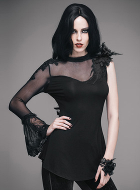 EvaLady单袖盖臀T恤喇叭飘袖舞服【ETT003】