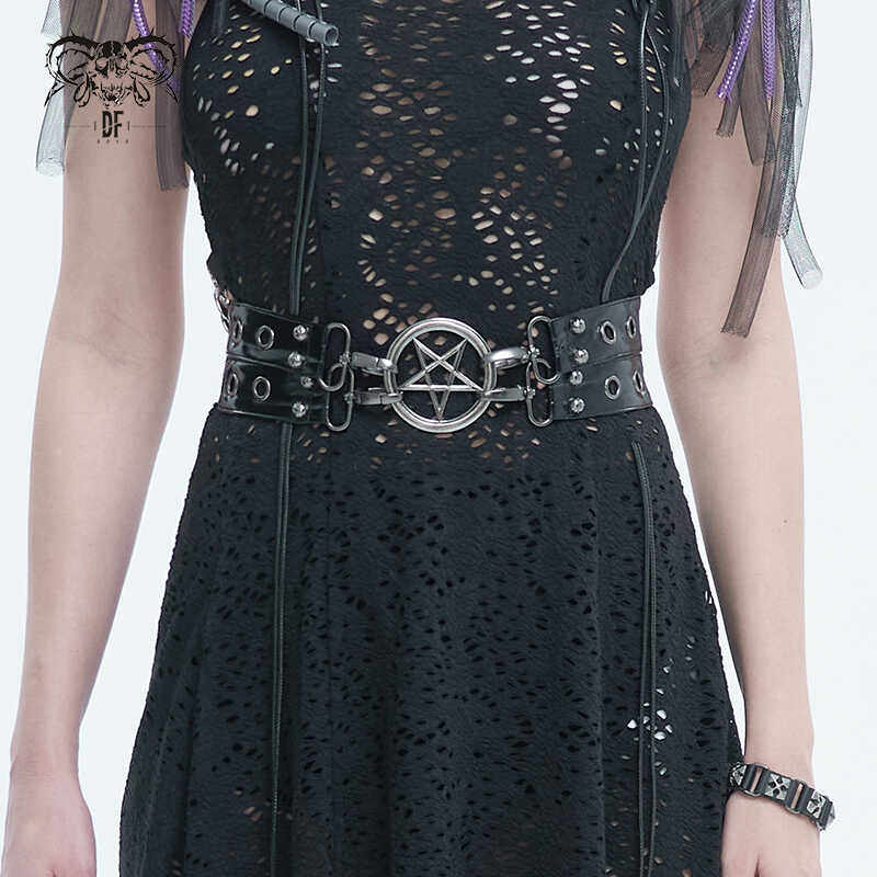Devil fashion 多孔双扣朋克哥特金属全孔眼镂空黑色腰带/AS153,服饰配件/皮带/帽子/围巾,腰带/皮带/腰链,淘宝优惠券,粉丝福利购,淘宝优惠卷