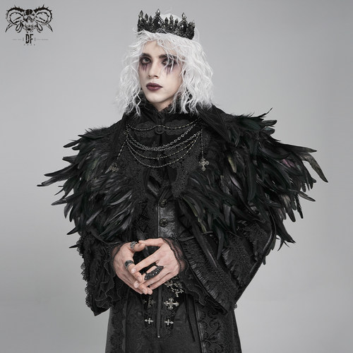 Devil fashion恶魔时尚 小众亚文化哥特尖领羽毛短斗篷【CA055】