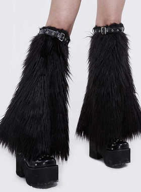 Devil fashion 时髦辣妹百搭黑色毛毛腿套女复古袜套【AS039】