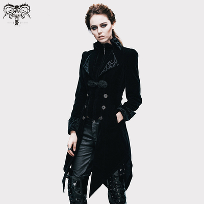 哥特领子贴布绣燕尾女式外套