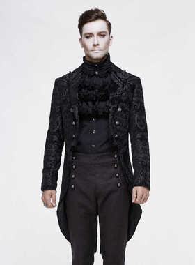 Devil fashion时尚复古男式哥特黑色提花基本款礼服外套【CT105】