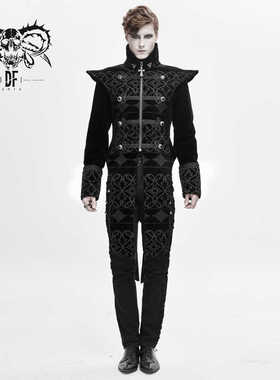 Devil fashion 中长款风衣立领哥特大宫廷花侧开衩外套【CT152】