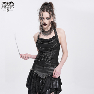 挂脖链条露背T恤吊带背心女TT287 朋克无袖 Devil fashion恶魔时尚