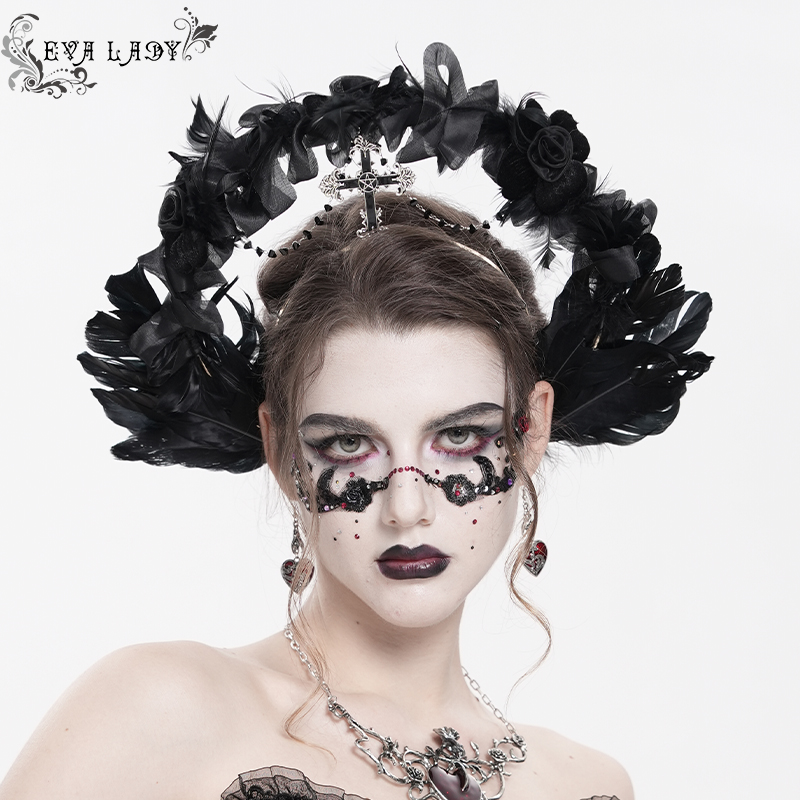 EVALADY羽毛花朵头饰发箍