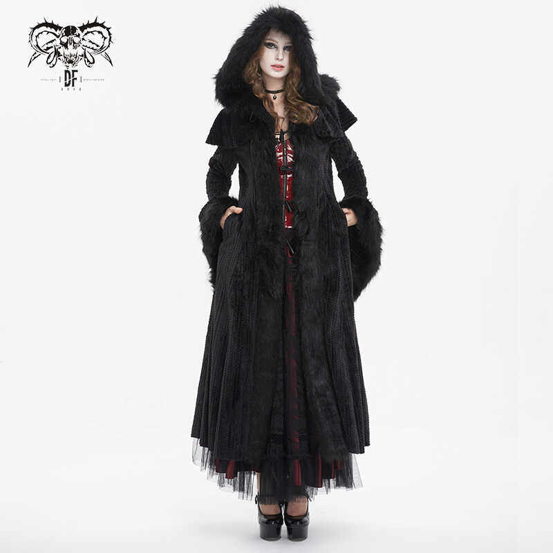 毛领CT214长款外套Devilfashion