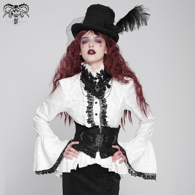 腰果花提花面料衬衫哥特衬衫女式