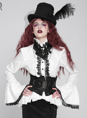 Devil Fashion 女式哥特朋克风前短后长提花衬衫【SHT01701/02】