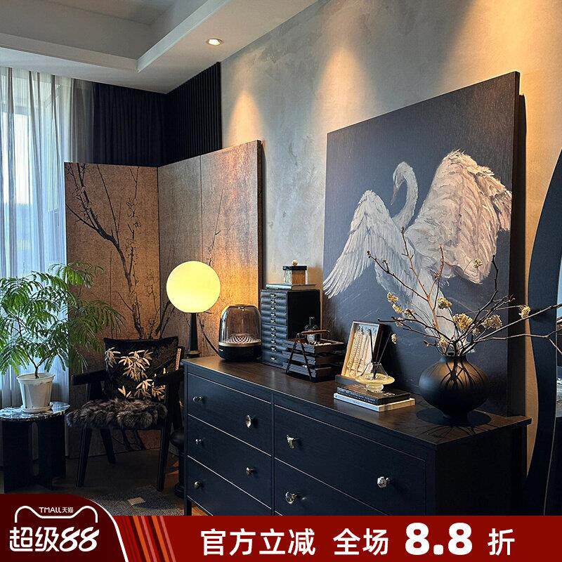 轻法式奶油风挂画餐边柜装饰画轻奢高级感客餐厅高端复古中古风黑图片