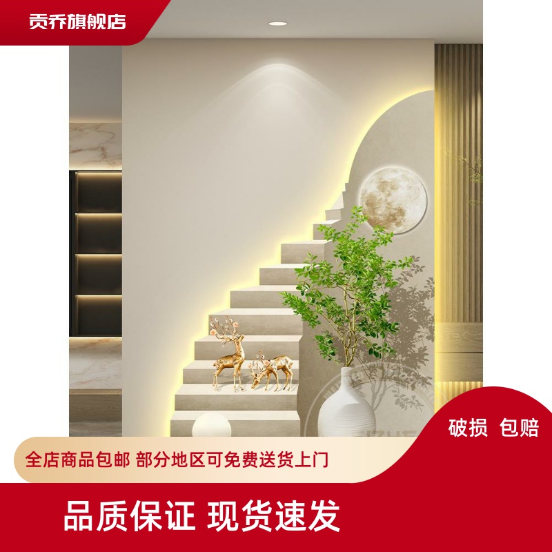 轻奢led灯入户玄关装饰画走廊过道挂画壁画简约现代九鱼图楼梯画图片