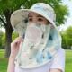 夏季 女遮阳帽面罩一体帽披肩帽采茶帽户外护脸防晒碎花遮阳帽 新款
