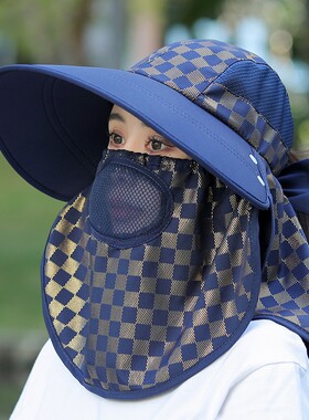 2025新款遮脸护颈大檐防晒帽女