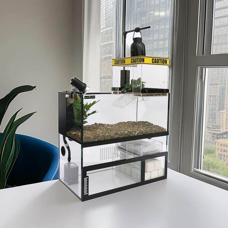 葆易马赫龟缸生态乌龟缸底过滤别墅龟饲养缸鱼龟缸玻璃双层一体式