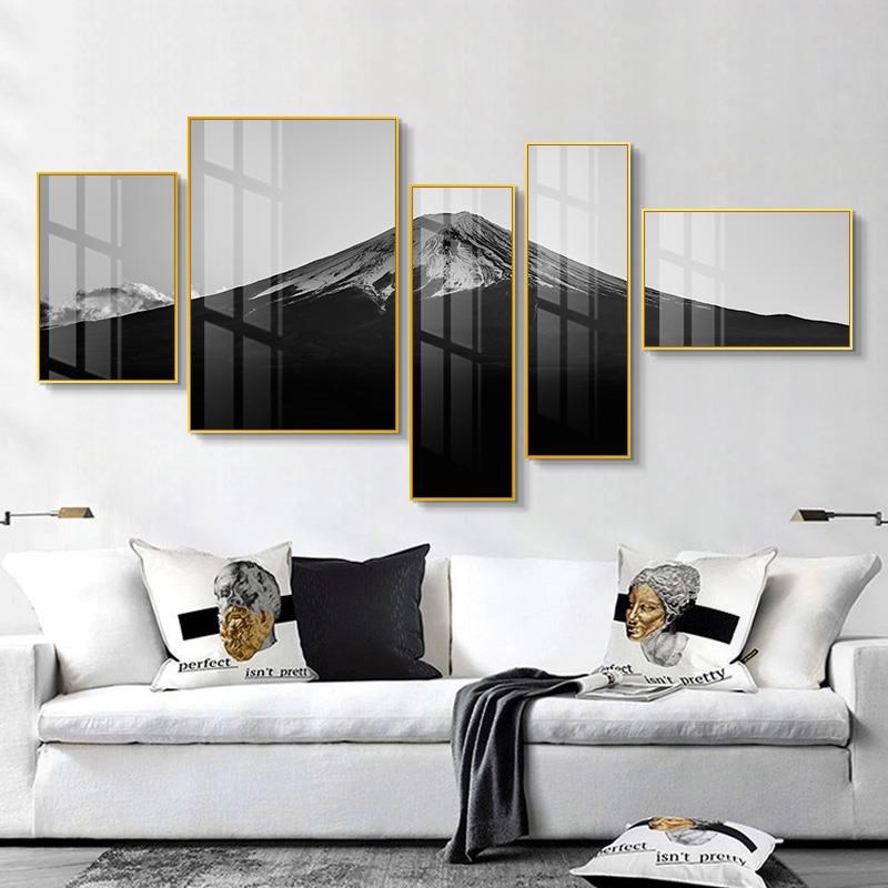 客厅富士山挂画j工业风简约沙发背景墙装饰画办公室卧室床头壁画图片