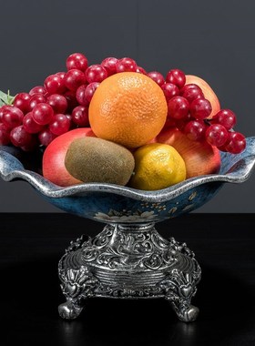 欧式复古客厅环保树脂果盘果篓意式轻奢个性茶几R摆件美式创意实