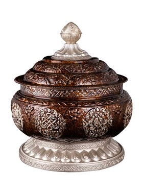 西藏特色工艺品糌粑盒藏式摆x件茶室民宿装饰收藏储存缸炒面盒