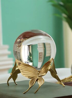 北欧轻奢风蝴蝶水晶球摆件创意家居工艺品客厅玄关办Z公室装饰品