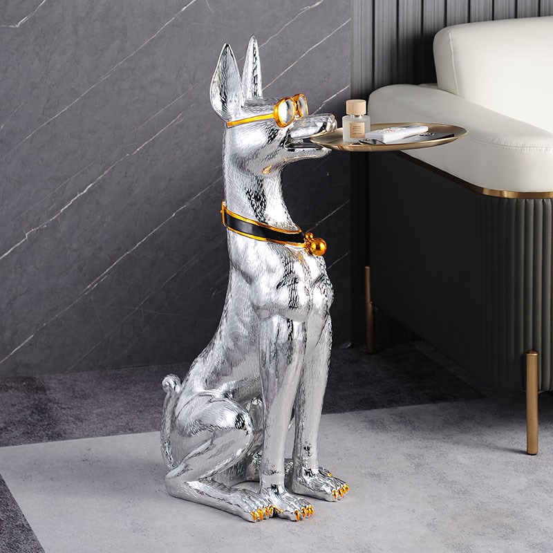 轻奢落地狗摆件客厅电视t柜家居装饰品大型电镀工艺品开业礼物