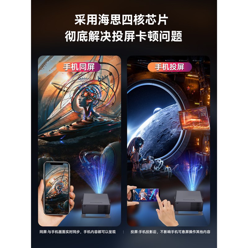 【白墙直投】2024新款3D投影仪家用K清卧室投墙白天可用家庭影