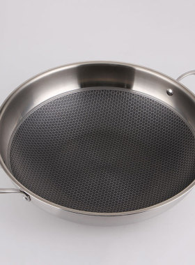 通用38CM40CM双耳微油烟蜂窝炒锅半屏蜂窝家R用不锈钢无烟不粘锅