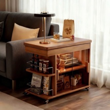 中古风复古实木可移动折叠茶几小推车客厅家用边几沙发边柜小桌子