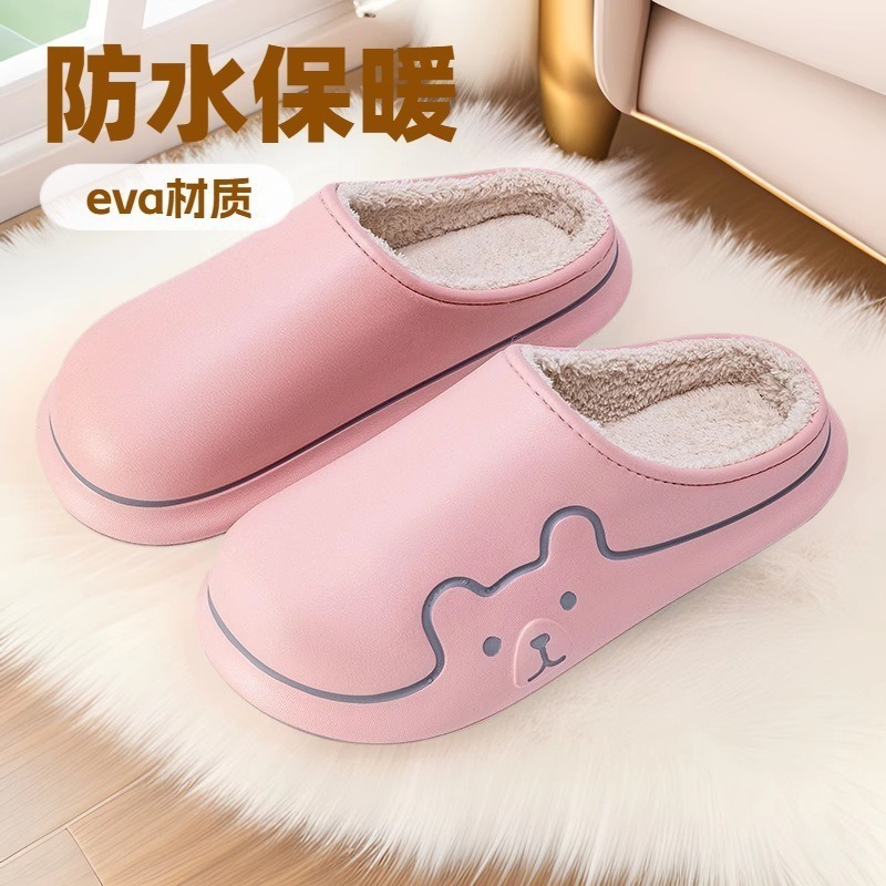 可爱棉拖鞋女秋冬季外穿防水室内家居加绒保暖2022新款冬