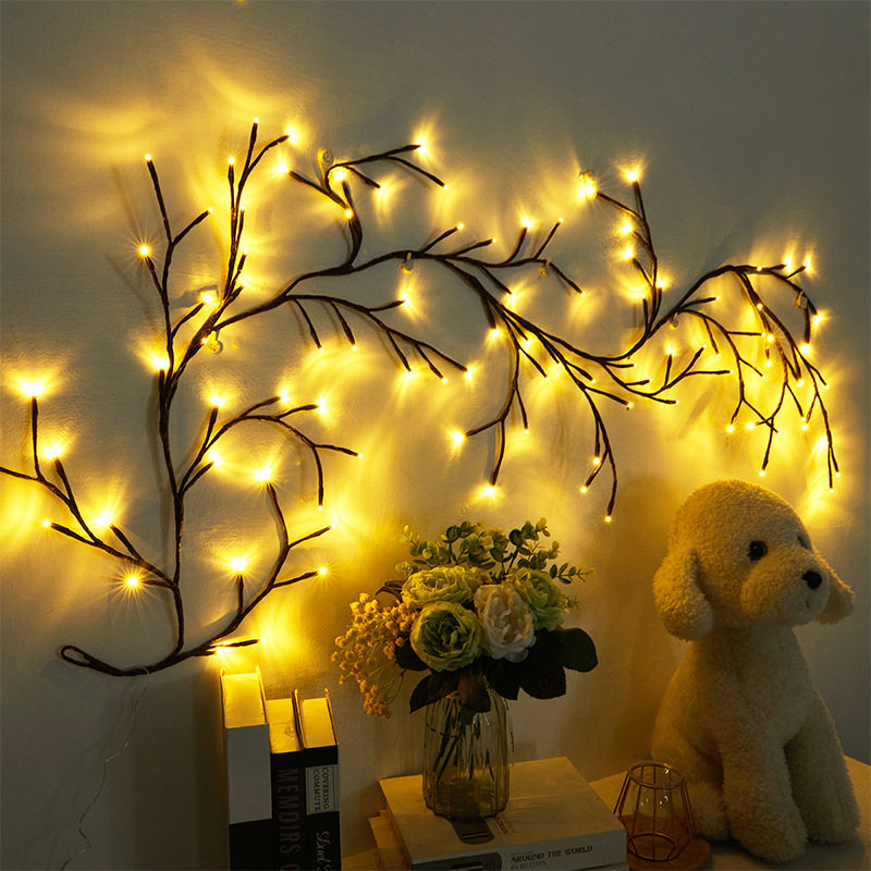 USB可弯曲LED藤条灯圣诞节日装饰灯串室内仿真植物LED灯串