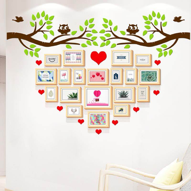 心形照片墙相框组合挂墙立体创意科室团队风采展示墙贴公司文化墙