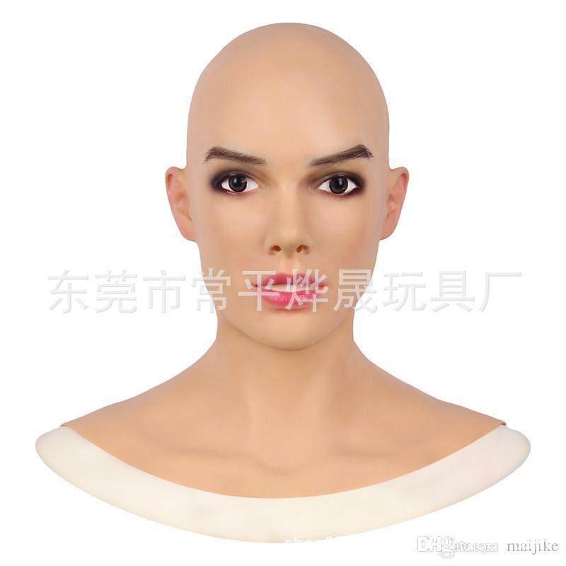 独立站新款乳胶光头美女面具头套万圣节角色扮演道具面具搞怪面具,节庆用品/礼品,面具,淘宝优惠券,粉丝福利购,淘宝优惠卷